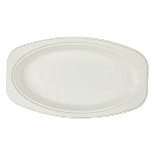 36 cm Derin Oval Tabak, şeker kamışı küspesinden (bagas) üretilmiş tek kullanımlık kap